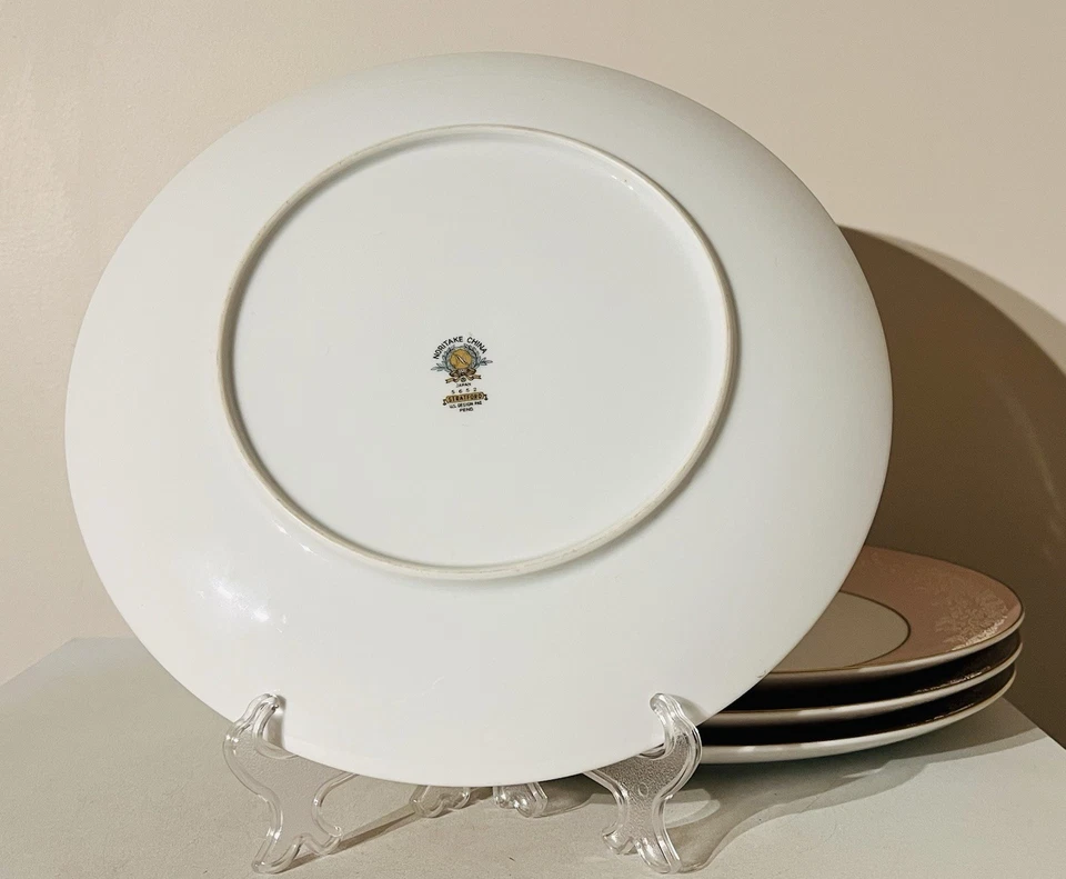 Vintage Noritake Stratford Pink Lace Dinner Plates x 4 Gold Rim 50's - Image 3 of 4