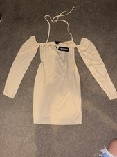 Ribbed Bardot Halter Body-con Dress Size 6 BNWT