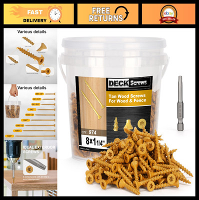 Deck Screws #8 x 1-1/4'' T25 Star Drive Flat Head Wood Screws Tan 5lb Pack