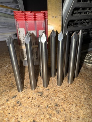 1/4” 2FL 45/90 DEG CARB CHAMFER MILL(10PCS) RECONDITIONED LESS THAN $6 EACH!!