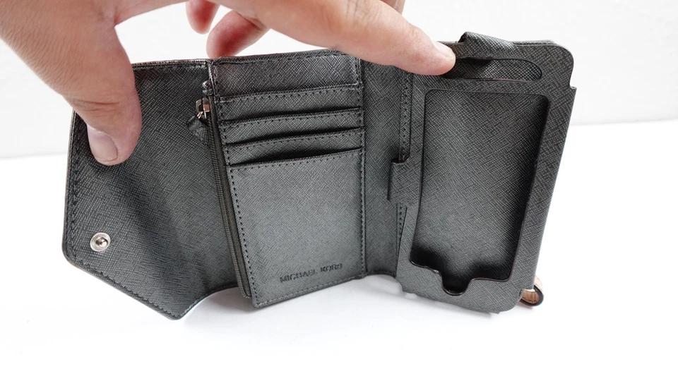 MICHAEL KORS ELECTRONICS Oro Rosa FIRMA MK LOGO IPHONE 4,4S FUNDA CARTERA CAJA Foto 3 de 4