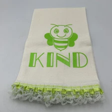 Lot Of 2 Green Letters Dish Towels Cottage Core Set #4