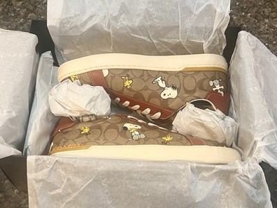 Coach x Peanuts Clip Low Top Sneaker Signature Snoopy Woodstock, Men's 10, CF162