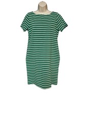 Ann Mashburn Size M Striped Green White Cotton Dress Pockets