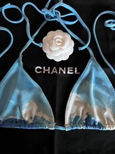 CHANEL 02S VINTAGE SURF LIGHT BLUE, ECRU, BLUE SWIMSUIT TOP FR40