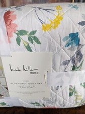 Nicole Miller Home Reversible Spring Floral King Quilt Set With Shams New