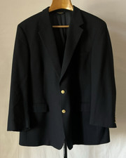 Brooks Brothers Brooksease Black 2 Button Wool Blazer Size 48ML Made In USA