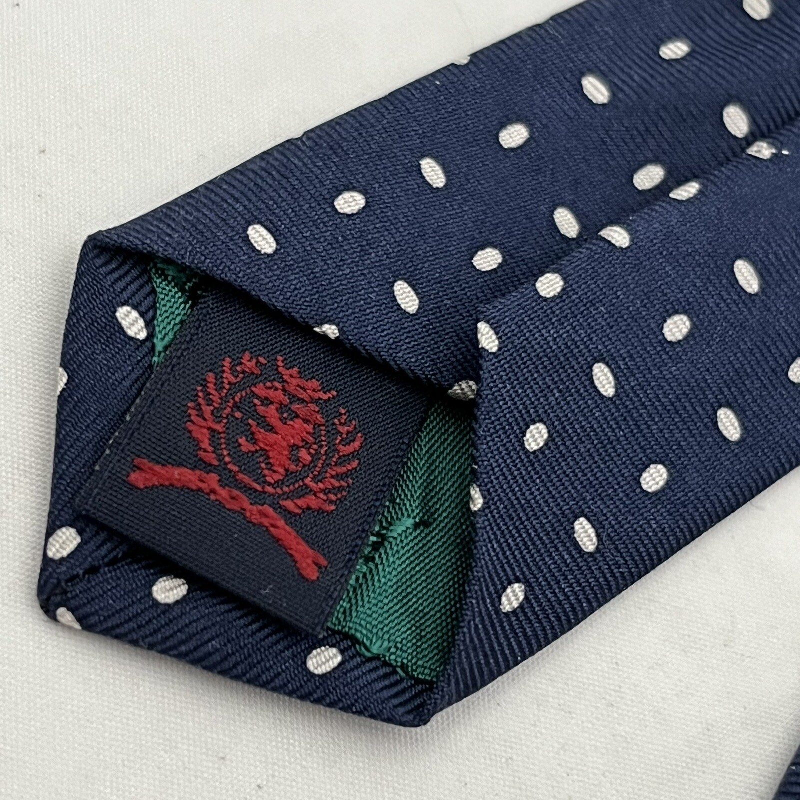 Tommy Hilfiger Polka Dot Geometric Print Red White Blue Silk Tie Made ...