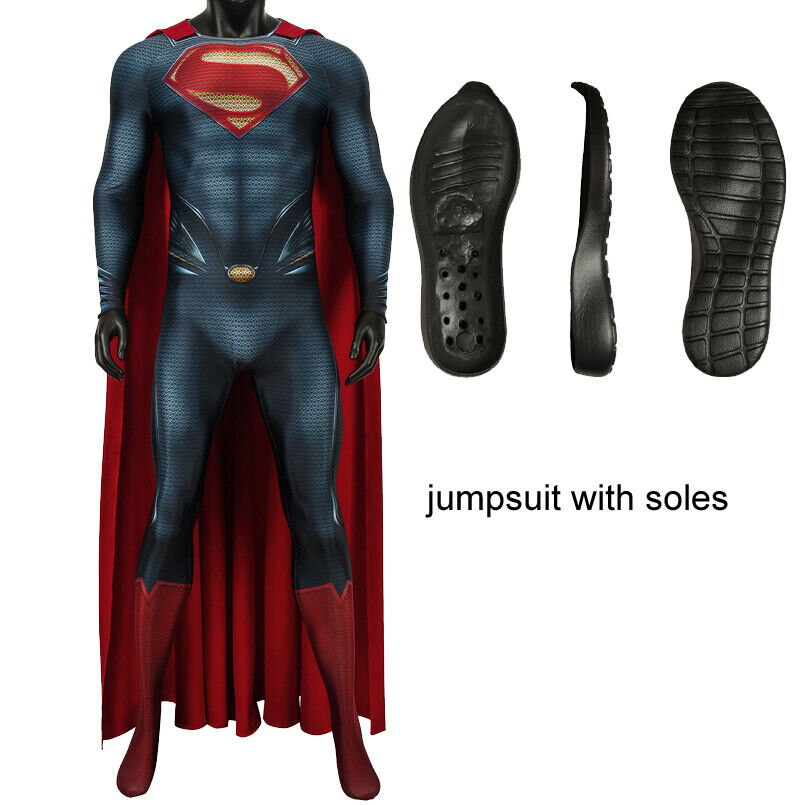 Superman Classic Suit Man of Steel Cosplay Costume Extra Soles