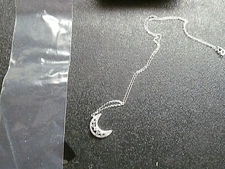 * JTV Bella Luce CUBIC ZIRCONIA Sterling CRESCENT MOON Pendant Necklace NEW #710