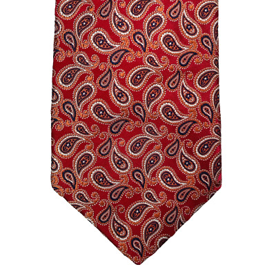 ROBERT TALBOTT Necktie Mens Best Of Class 100% Silk PAISLEY Designer Red EUC