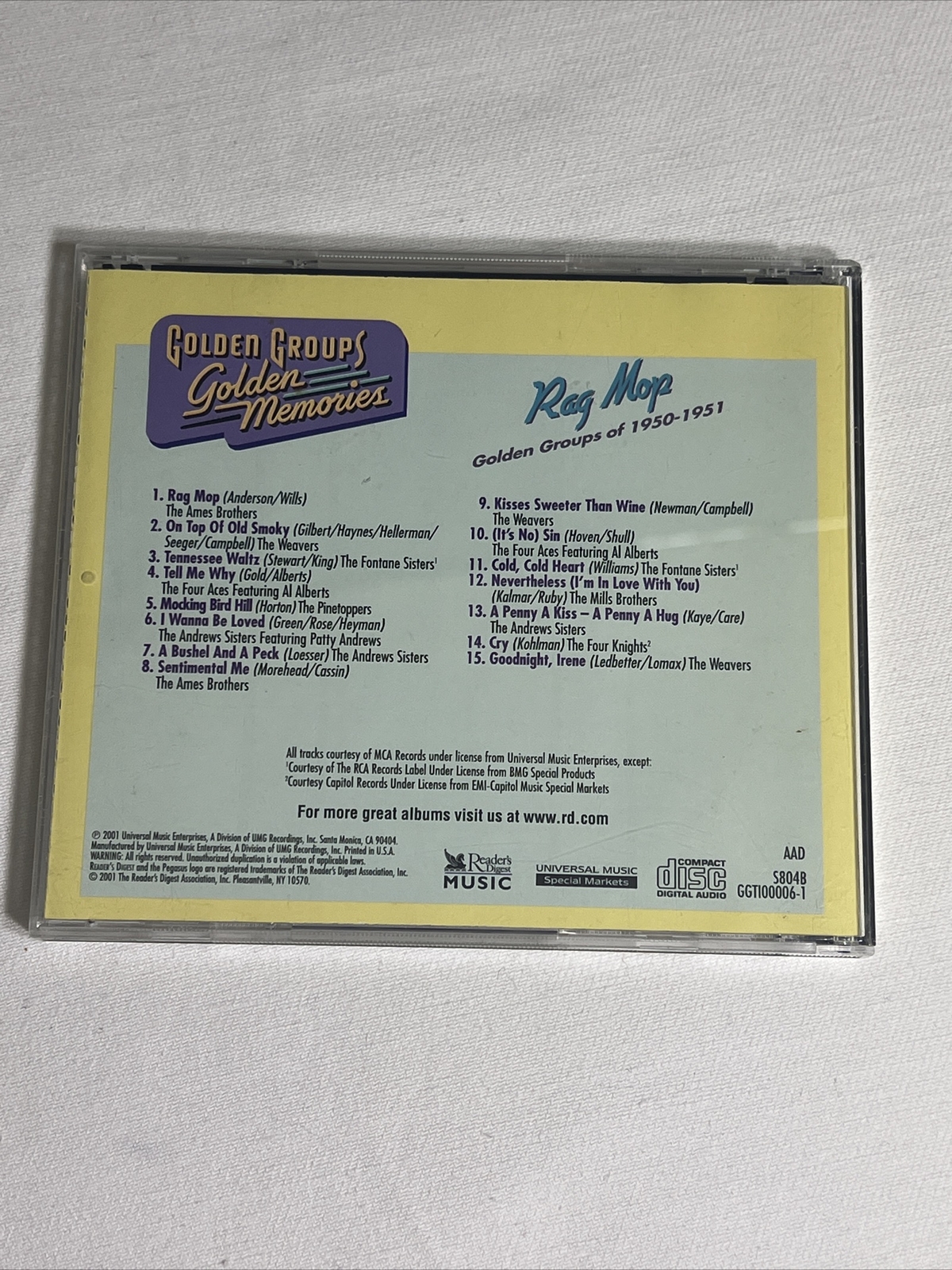 Rag Mop Golden Groups of 19501951 Music CD 2001 Reader's Digest