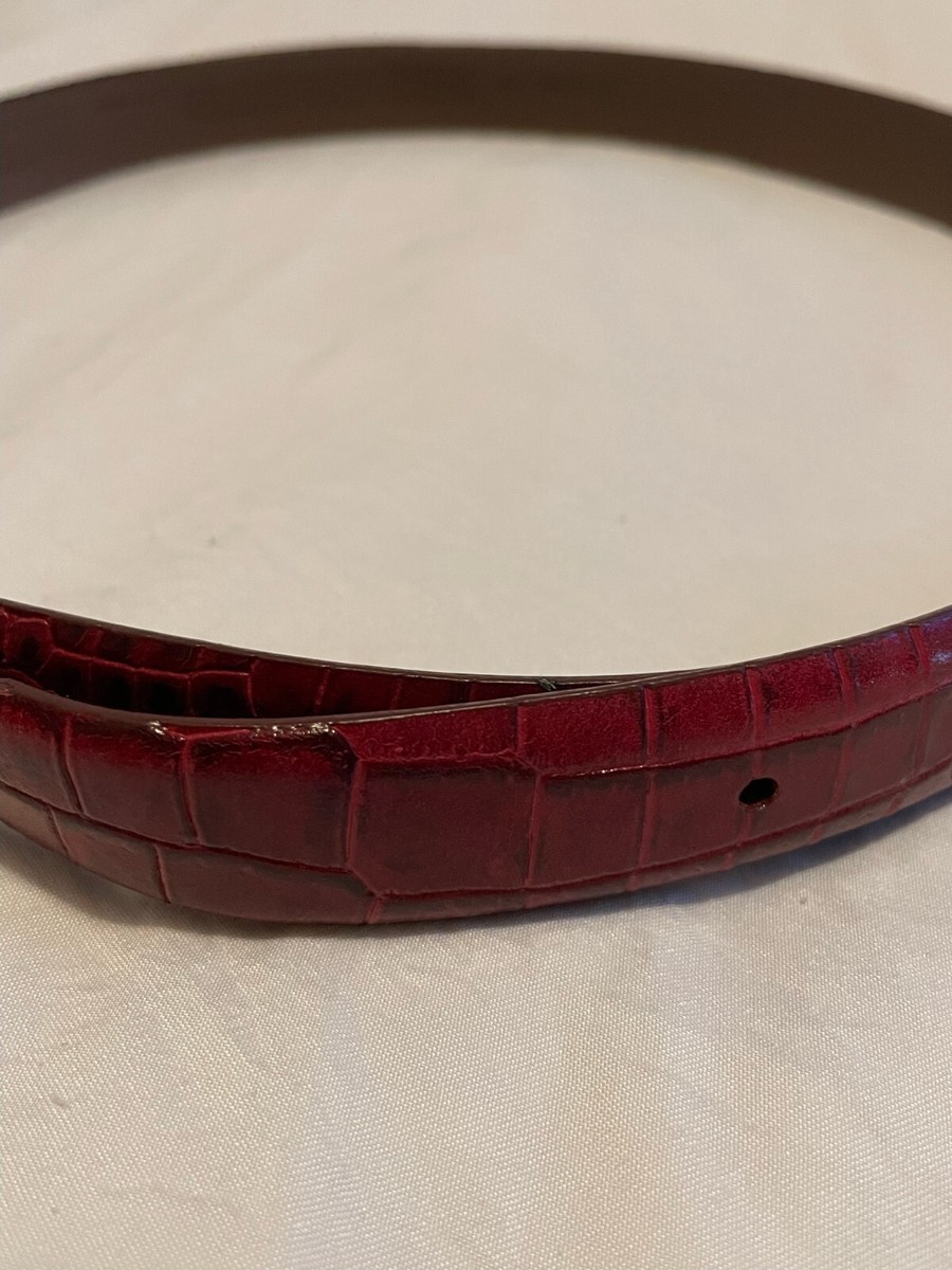 Liz Claiborne Red Leather Croc Pattern Embossed Belt Size  display picture 2