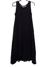 Logo By Lori Goldstein Dress Black Knit Women Sleeveless Lace Hem Size Small