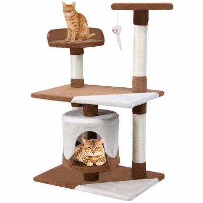 Kexing Arbre à Chat Arbre à Griffer Sisal Peluche Moyenne Haute 95cm Brun B Ebay