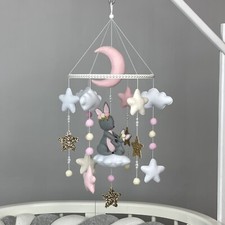 Baby mobile girl Bunny crib mobile nursery Felt hanging mobile New baby gift