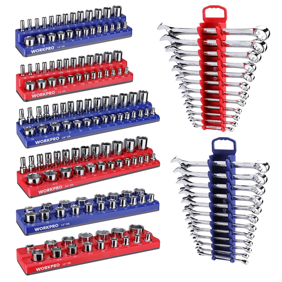 8-Piece Magnetic Socket Organizer and Magnetic Wrench Organizer Set Wrench Rack - Image 3 of 4