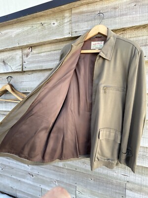 1950s Field and Stream Rayon Gab Zip Up Casual Leisure Jacket 46