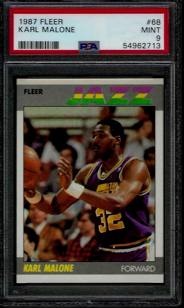 PSA 9 - 1987-88 Fleer # 68 Karl Malone Utah Jazz HOF