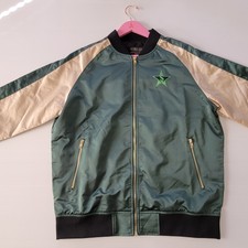 Nwot Jeffree Star Cosmetics Blood Money Bomber Jacket Satin Zipper Green Size Lg