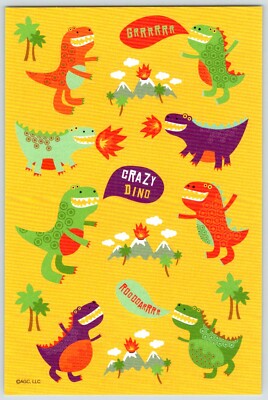 American Greetings Sticker CRAZY DINO DINOSAUR 1 Sheet Stickers Scrapbooking SD1