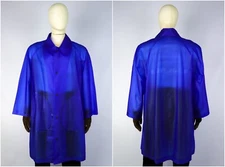 80s Vintage STONE ISLAND Blue PVC Oversized Baggy Fit Raincoat Size M