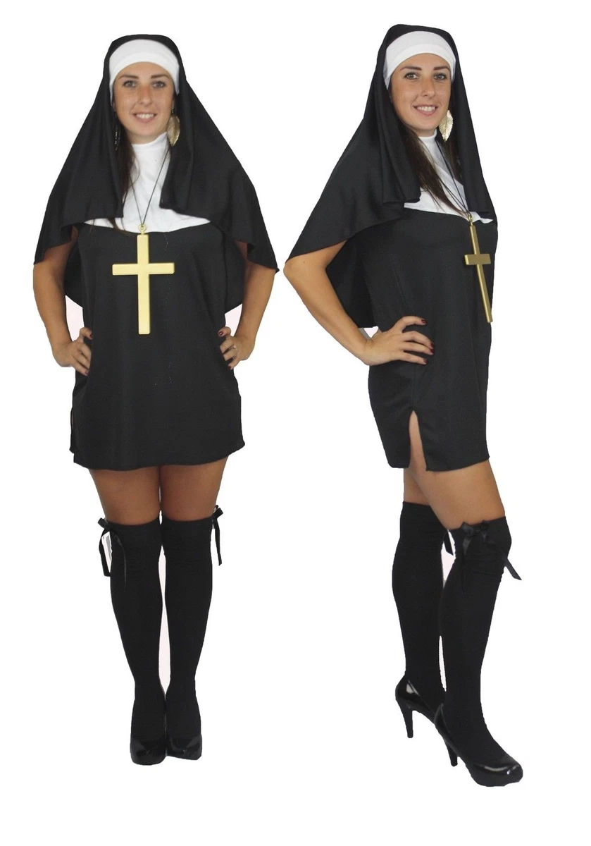 Sexy Nun Dress & Habit Set Nuns On The Run Catholic Sister Fancy Dress |  eBay