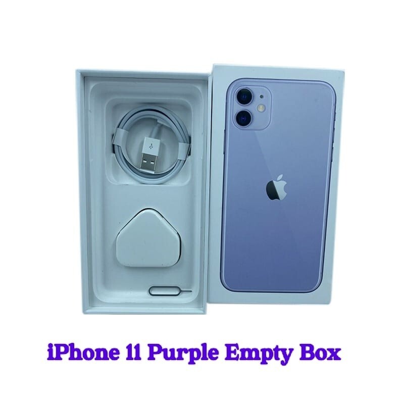 Apple Original iPhone 11 Purple Empty Box with Charging Plug, Cable Sim  Tool