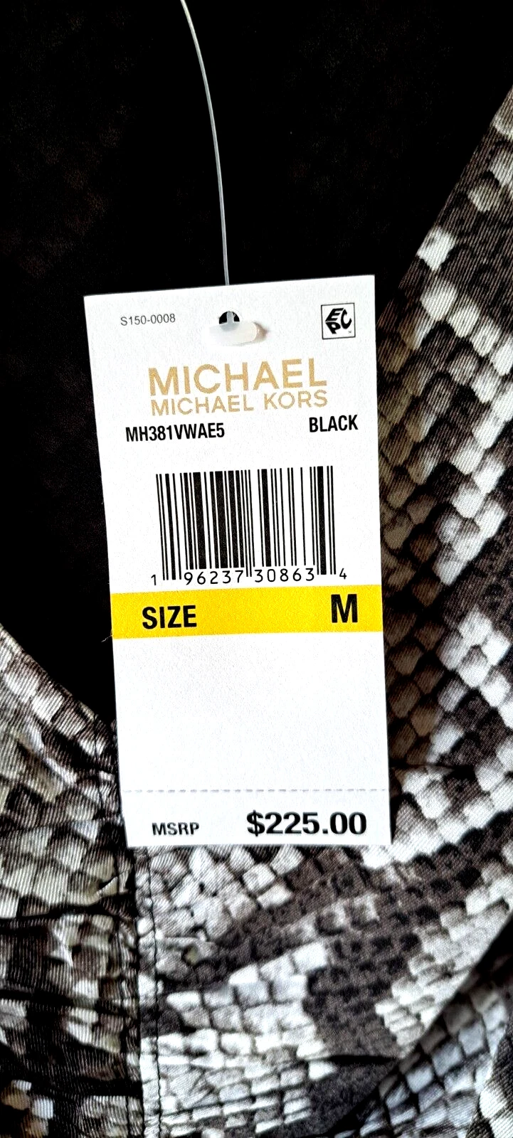 Abito Midi donna Michael Kors stampa pelle di serpente a pieghe medio nuovo con etichette