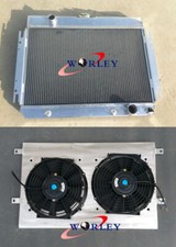 Aluminum radiator & shroud & fans for Chevy Impala L6 V8 63-68 & EI Camino 64-67