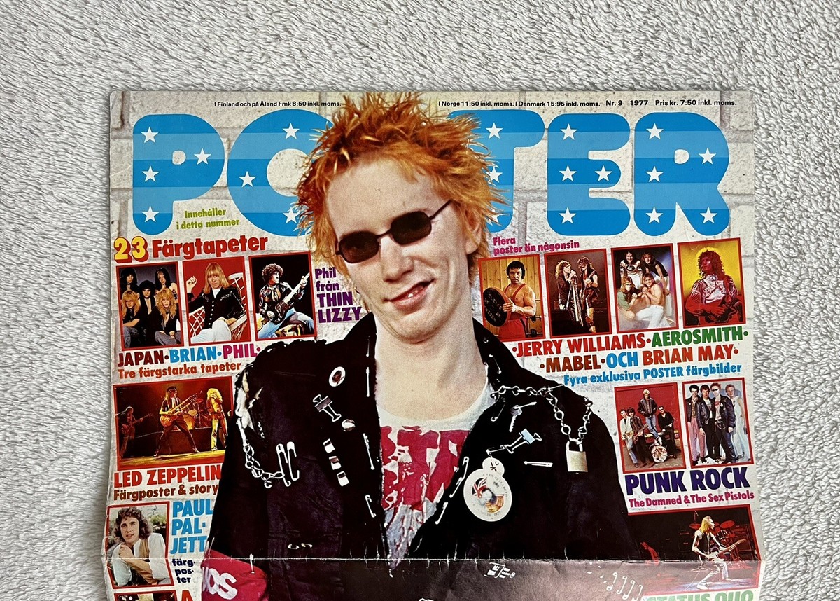 Sex Pistols 1977 Johnny Rotten Punk Swedish Poster Magazine 1970s 