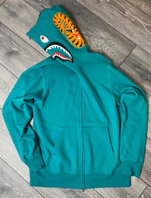 中古 A BATHING APE BOARD JACKET A BATHING APE Bape Blue Green Teal Shark Half 1st Camo Full Zip