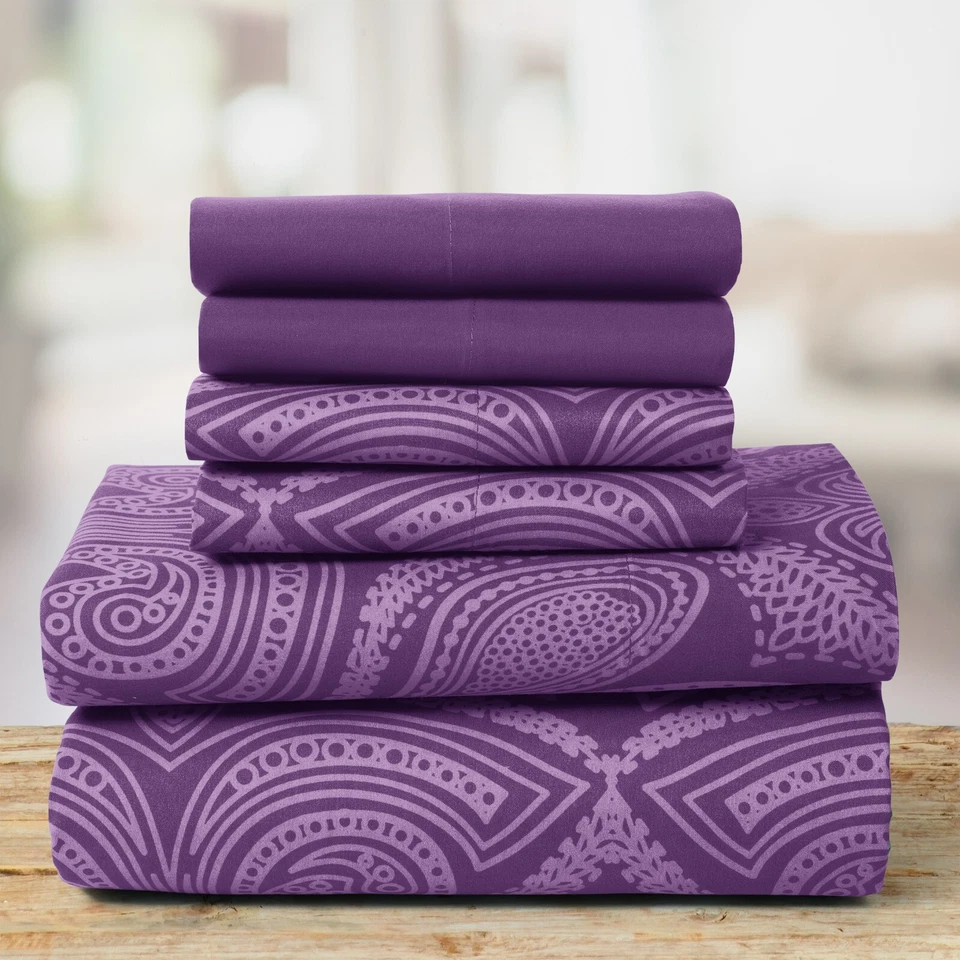 Conjunto de lençóis de cama Deep Pocket série 1800 luxo conforto paisley - Imagem 3 de 4