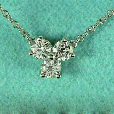 2.00Ct Round Lab-Created Diamond Three Stone Pendant Necklace 925Sterling Silver