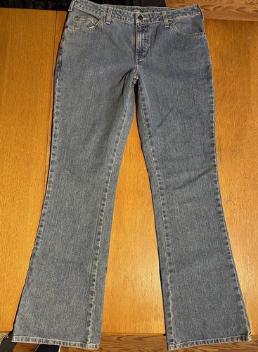 Dickies Pants Womens 8T Blue Denim Jeans Flared Cotton Blend Stretch Low Rise
