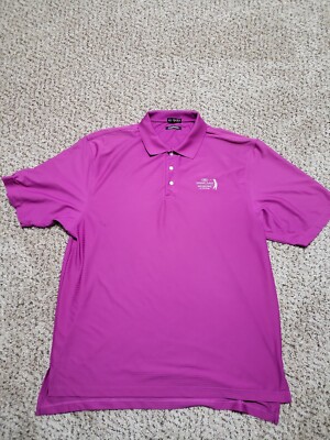 Divots DriWay Purple Stipe Polo Style Shirt Men's 2XL Crown Plaza Invitational a