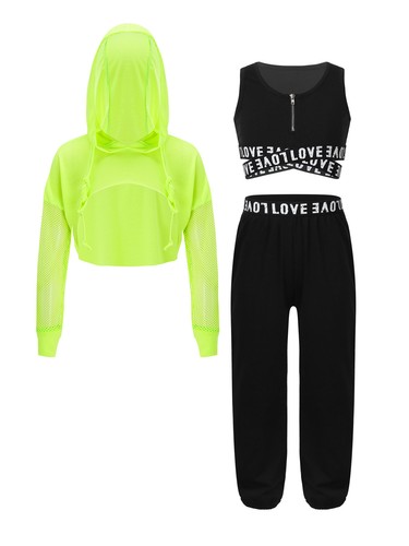Kids Girls Outfits Long Sleeve Set Tops Suit Dance Costume Performance Hip-Hop - Picture 18 of 48