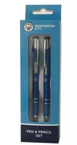 Manchester City FC Pen & Pencil Set Stationery Back To School Official License