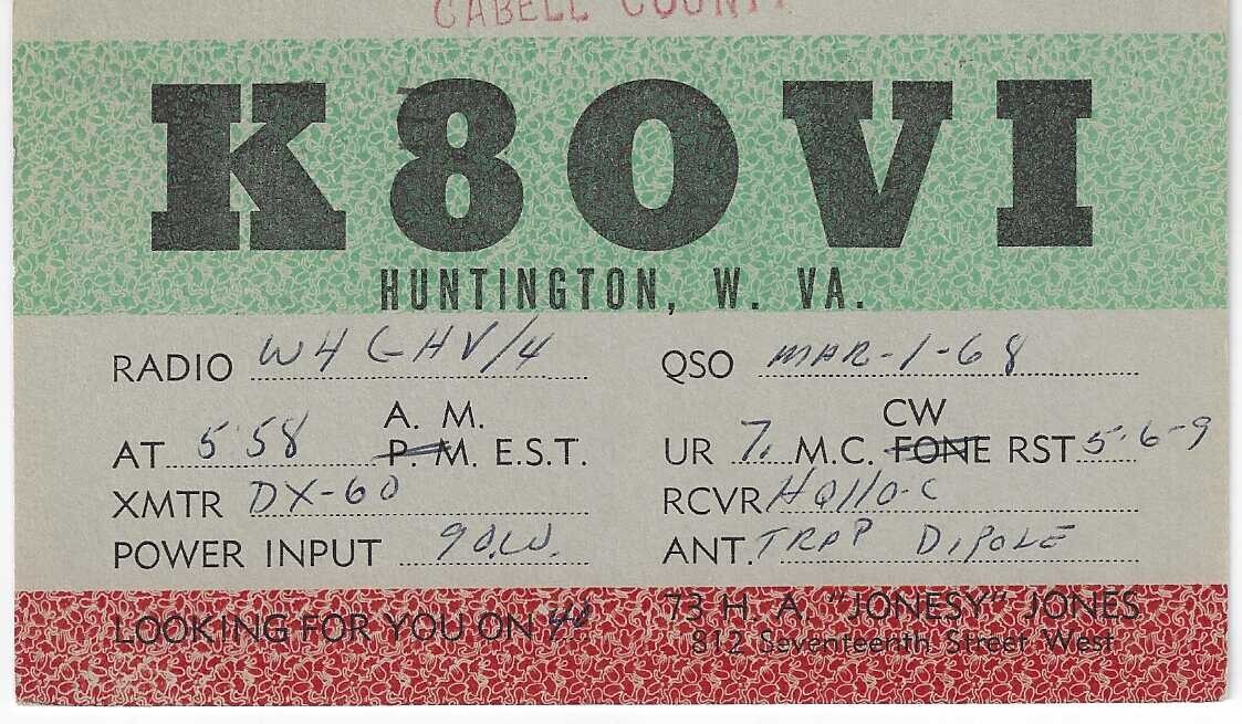 QSL 1968 Huntington WV radio card | eBay