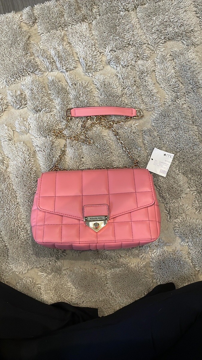 Michael Michael Kors Soho Large Leather Chain Shoulder Bag Pink Gold