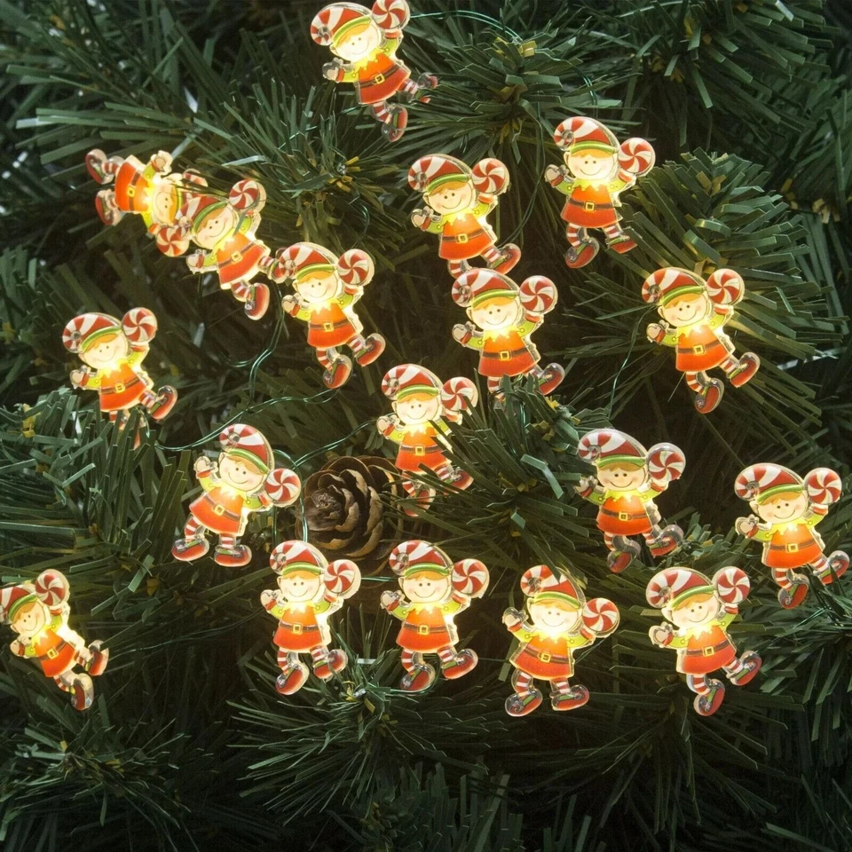 Holiday Time Elf String Lights 3-Function 18 LED Christmas Battery Power NEW - Image 3 of 4