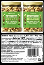 2 Packs Member's Mark Unsalted Deluxe Mixed Nuts 34 oz Each Pack