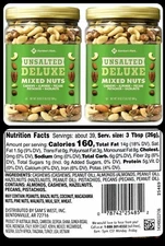 2 Packs Member's Mark Unsalted Deluxe Mixed Nuts 34 oz Each Pack
