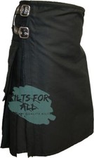 Black Traditional Style Utility Kilts With Two Pockets