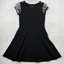 The Children  s Place Girls Black Dress 10/12 Mesh Sleeve A-Line NWT