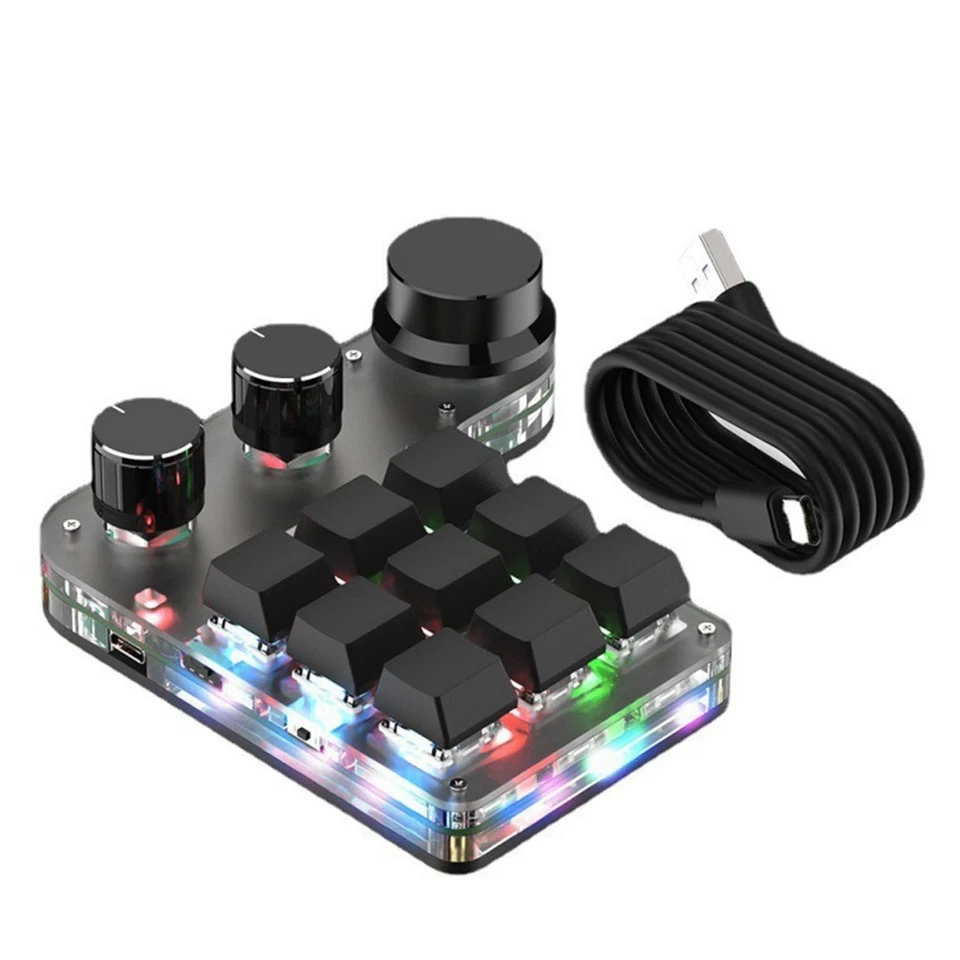 Custom Makro Tastatur Hot Swap 9 Tasten 3 Regler RGB Programm 18 Zeichen BT2518