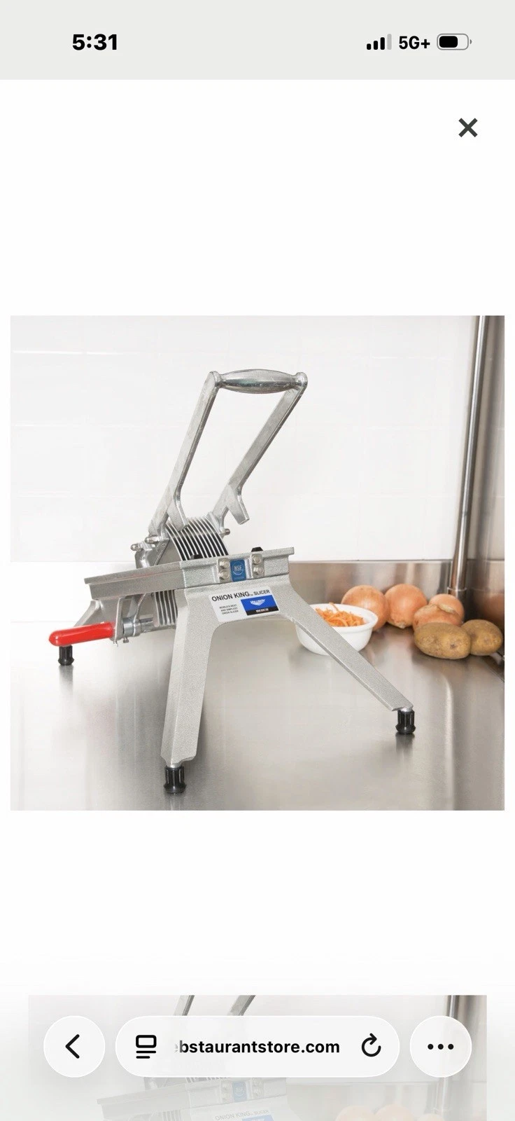 Vollrath Industrial Kitchen Onion Slicer 1/4 Blade New Open Box Restaurant Wares