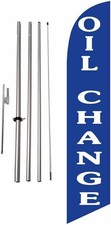 Oil Change Advertising Feather Banner Swooper Flag Sign with Flag Pole Kit...