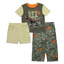 Jurassic World Toddler Boy's 3-Piece Tyrannosaurus Rex Dinosaur Pajama Set