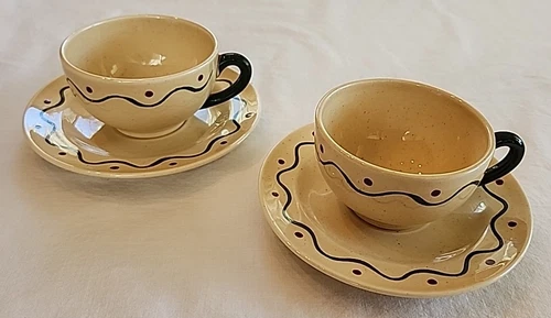 2 Vtg Metlox California Provincial Poppytrail Rooster Coffee Tea Cups &Saucers